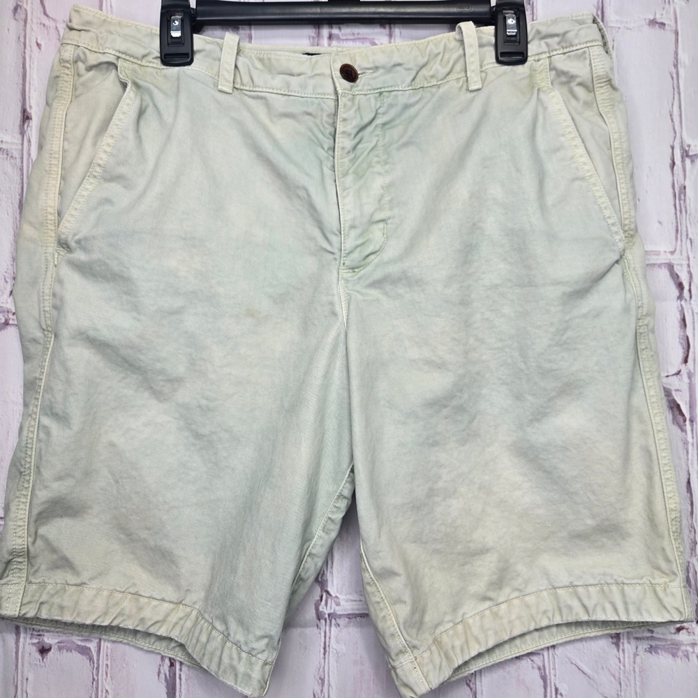 Abercrombie & Fitch Chino Shorts Faded Green Cotton Twill Casual Mens 34